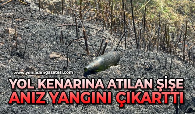 Yol kenarına atılan şişe anız yangını çıkarttı
