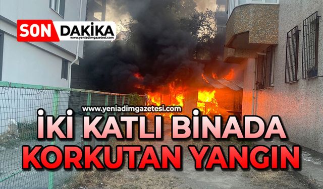İki katlı binada korkutan yangın!