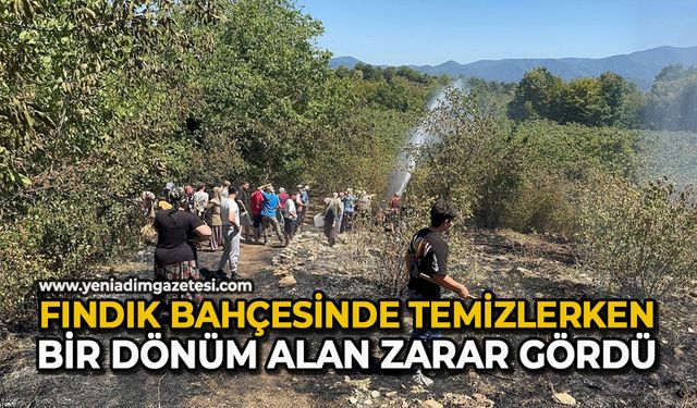 Fındık bahçesinde temizlerken bir dönüm alan zarar gördü