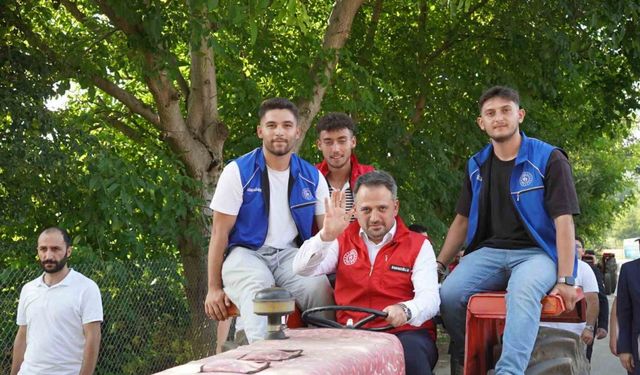 Bakan Yardımcısı Eminoğlu traktörle tarlaya gidip, gençlerle hasat yaptı