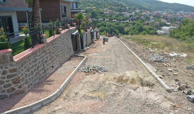 Parke yol ve kaldırım çalışmaları yapılıyor