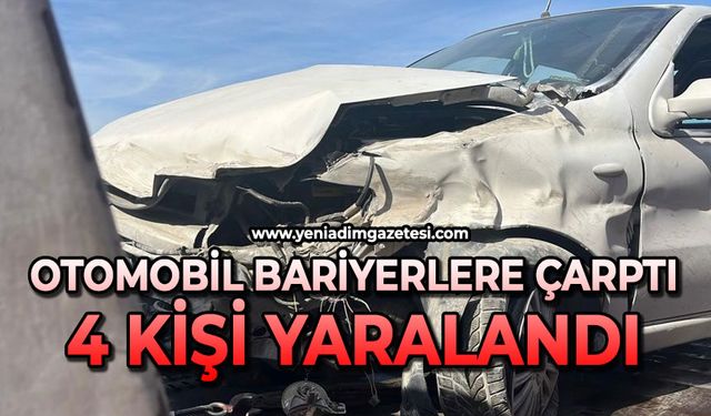 Otomobil bariyerlere çarptı: 4 kişi yaralandı