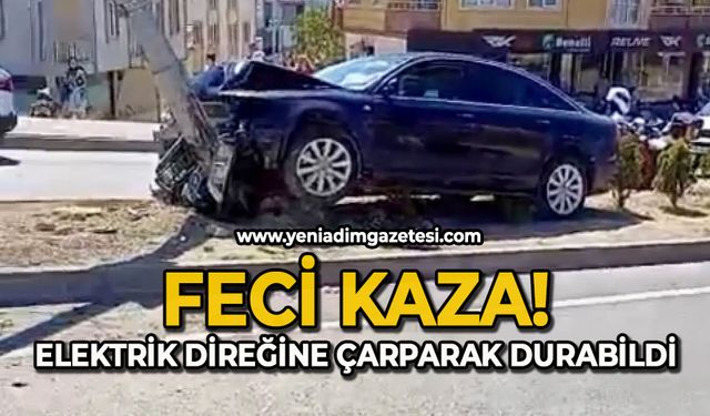 Feci kaza: Elektrik direğine çarparak durabildi