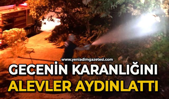 Gecenin karanlığını yangının alevleri aydınlattı