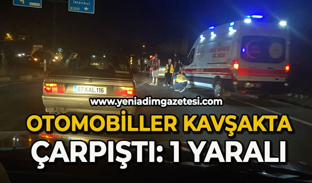 Kavşakta iki otomobil çarpıştı: 1 yaralı