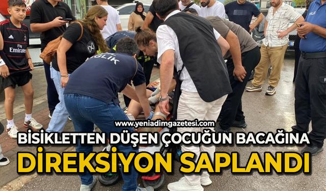 Bisikletten düşen çocuğun bacağına direksiyon saplandı