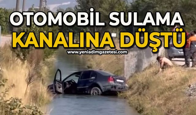 Otomobil sulama kanalına uçtu