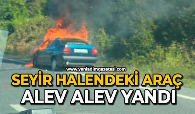 Seyir halendeki araç  aniden yanmaya başladı