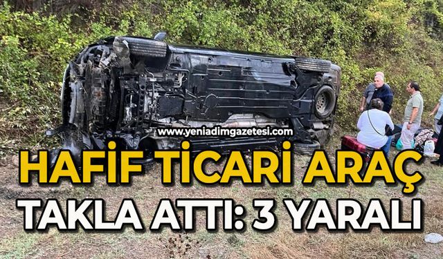 Hafif ticari araç takla attı: 3 yaralı