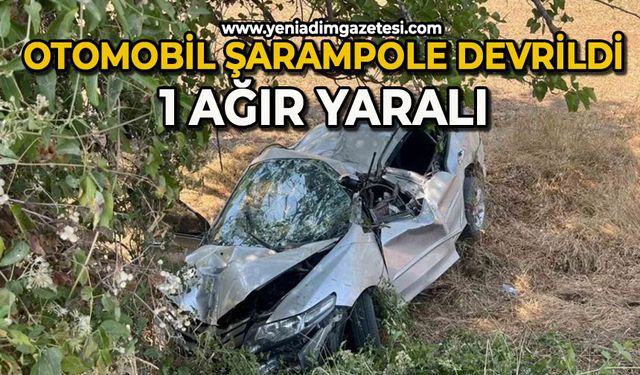 Şarampole yuvarlanan otomobil ağaçlara çarparak durabildi: 1 ağır yaralı