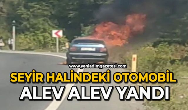 Seyir halindeki otomobil alev alev yandı
