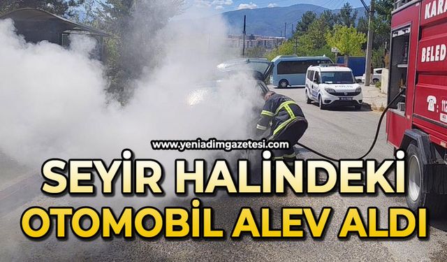 Seyir halindeki otomobil alev aldı