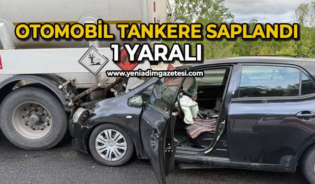Otomobil tankere saplandı: 1 yaralı