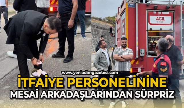 İtfaiye personelinin düğün konvoyuna mesai arkadaşlarından sürpriz
