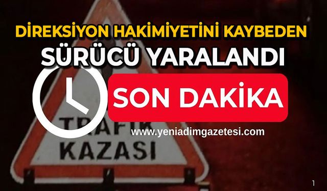 Direksiyon hakimiyetini kaybeden sürücü yaralandı