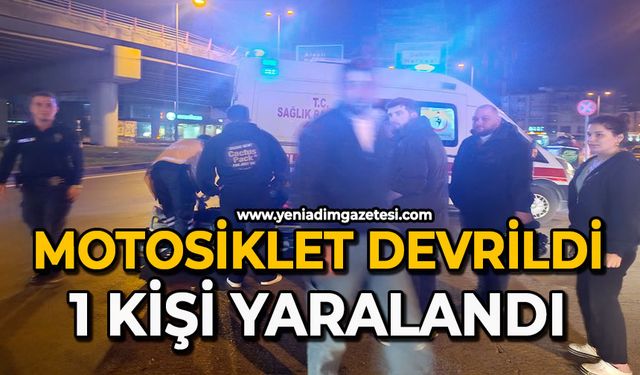 Motosiklet devrildi: 1 yaralı