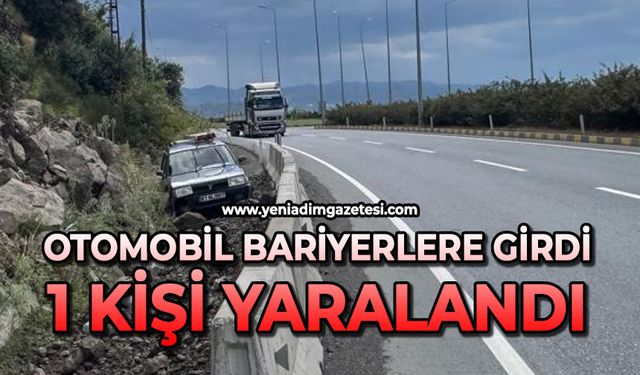 Otomobil bariyerlere girdi: 1 yaralı