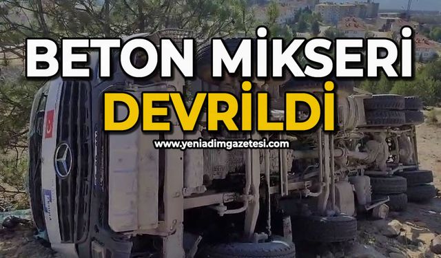 Beton mikseri devrildi