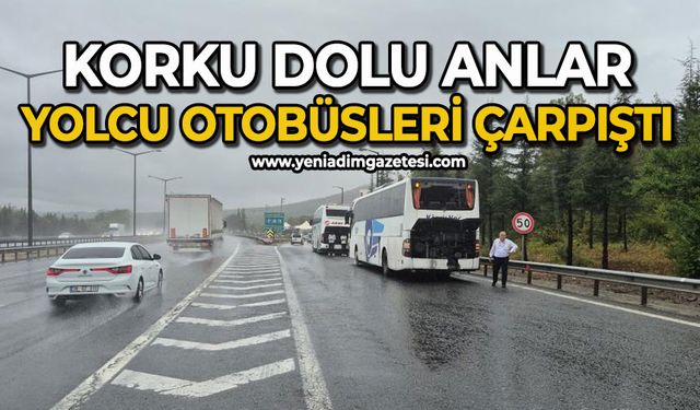 Korku dolu anlar: Yolcu otobüsleri çarpıştı