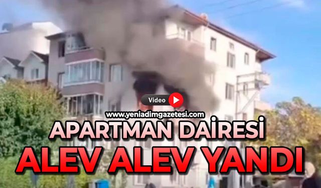 Apartman dairesi alev alev yandı