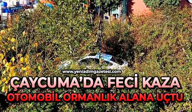 Çaycuma’da feci kaza: Otomobil ormanlık alana uçtu!