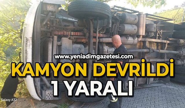 Kamyon devrildi: 1 yaralı