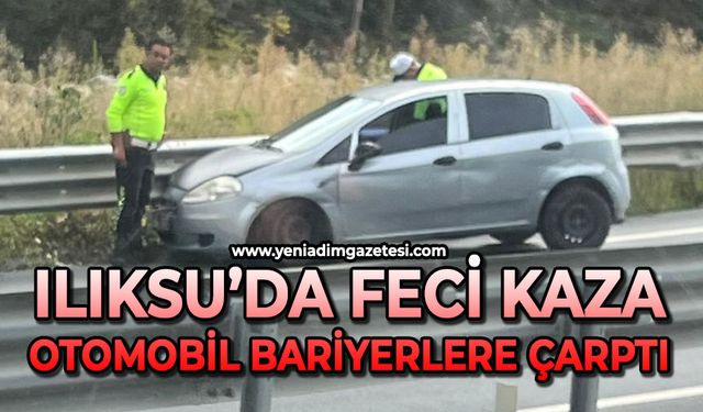 Ilıksu'da kaza: Araç bariyerlere çarptı
