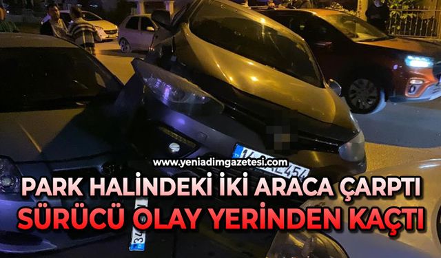 Park halindeki 2 araca çarptı: Sürücü olay yerinden kaçtı
