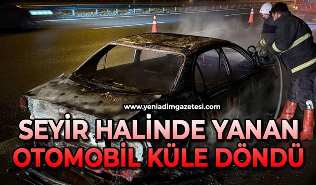 Seyir halindeki otomobil alev alev yandı