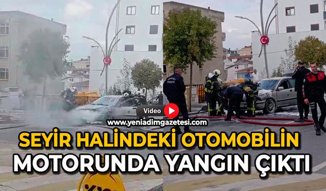 Seyir halindeki otomobilin motorunda yangın çıktı