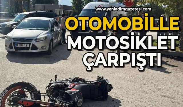 Otomobille motosiklet çarpıştı: 1 yaralı