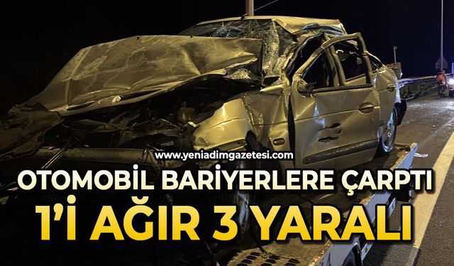 Otomobil bariyerlere çarptı: 1’i ağır 3 yaralı