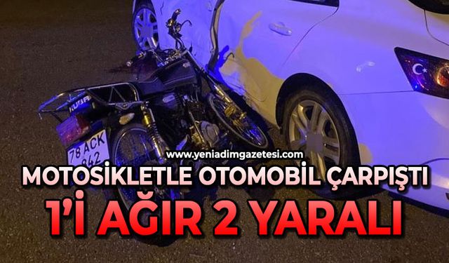 Otomobil ile motosiklet çarpıştı: 1’i ağır 2 yaralı