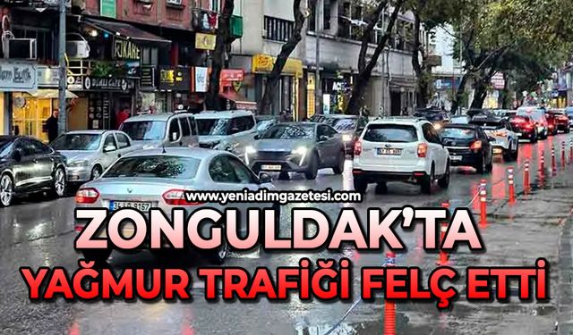 Zonguldak’ta yağmur trafiği felç etti