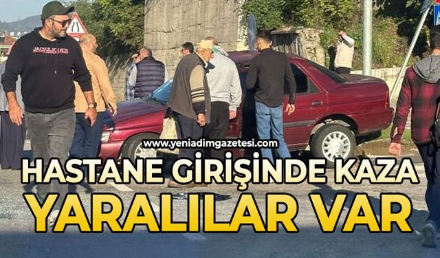 Hastane girişinde korkunç kaza: Yaralılar var