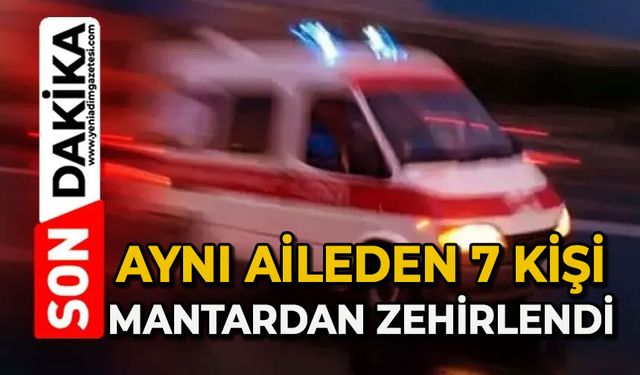 Aynı aileden 7 kişi yedikleri mantardan zehirlendi