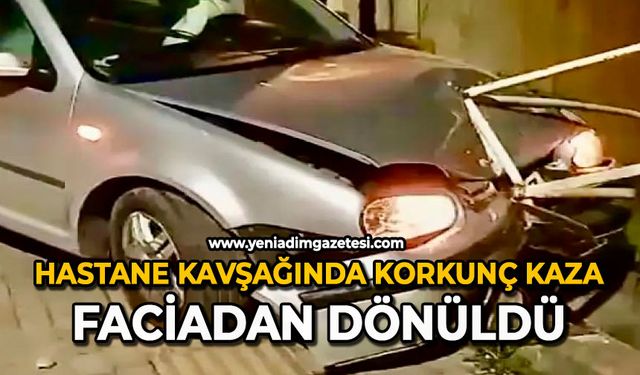Hastane kavşağında korkunç kaza: Faciadan dönüldü