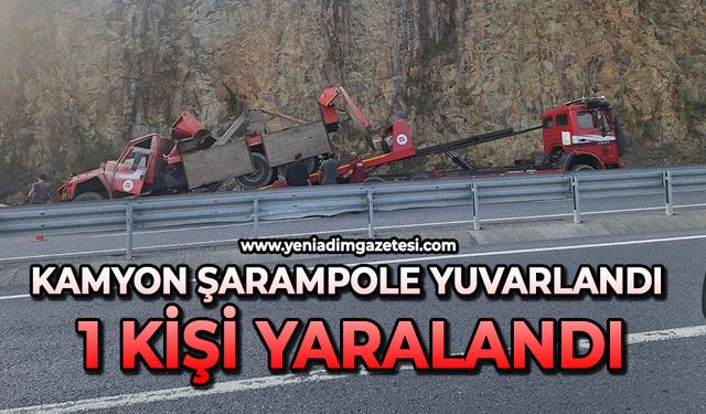 Kamyon şarampole yuvarlandı: 1 kişi yaralandı