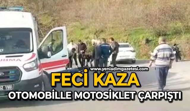 Feci kaza: Otomobille motosiklet çarpıştı