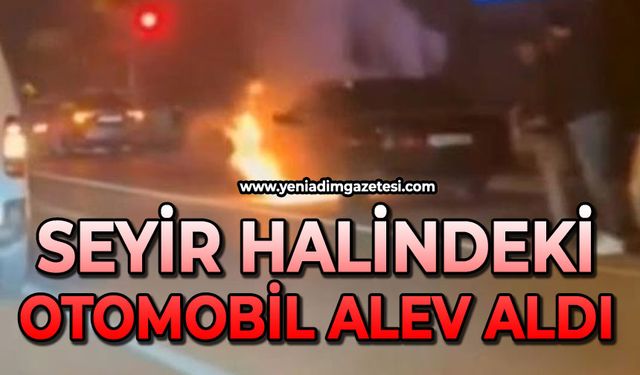 Seyir halindeki otomobil alev aldı