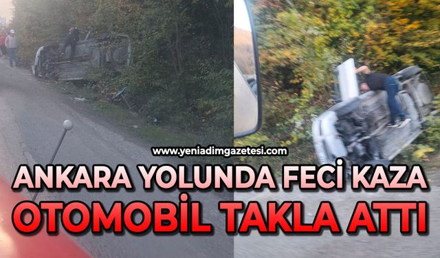 Ankara yolunda feci kaza: Otomobil takla attı