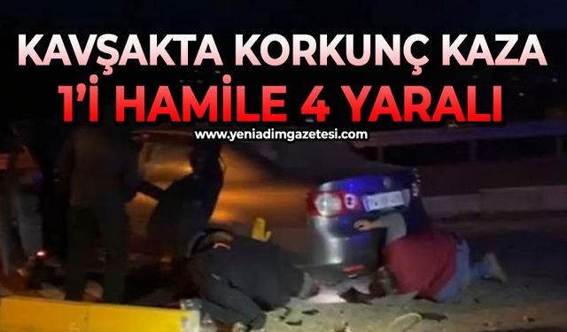 Kavşakta feci kaza: 1'i hamile kadın, 4 yaralı