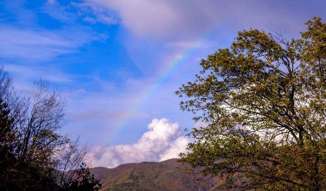 Yağıştan sonra gökyüzünde gökkuşağı oluştu