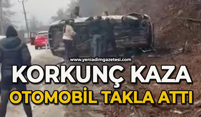 Kontrolden çıkan araç, takla attı