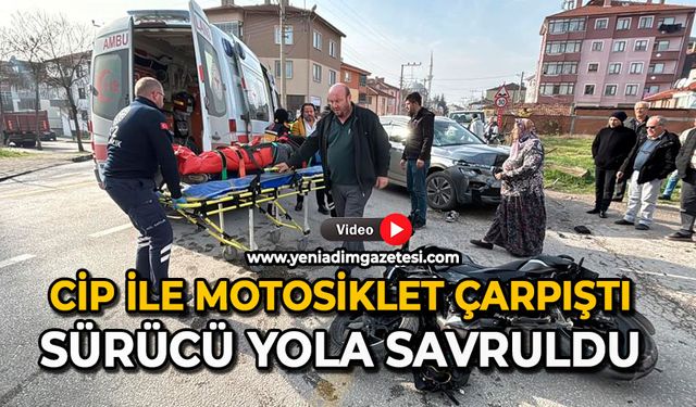 Cip ile motosiklet çarpıştı: Sürücü yola savruldu