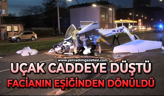 Uçak caddeye düştü: Facianın eşiğinden dönüldü!
