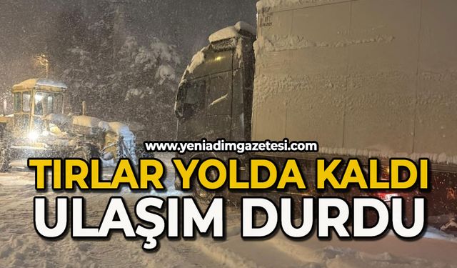 3 tır yolu kapattı: Ulaşım durdu