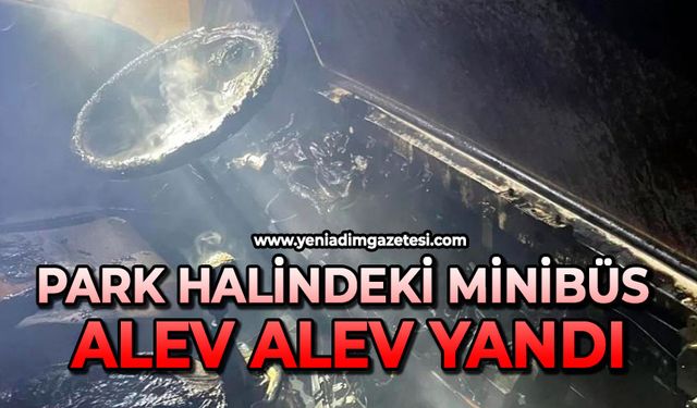 Park halindeki minibüs alev alev yandı