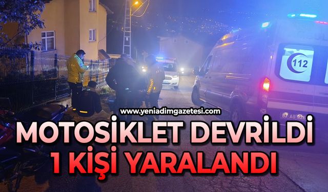 Motosiklet devrildi: 1 yaralı