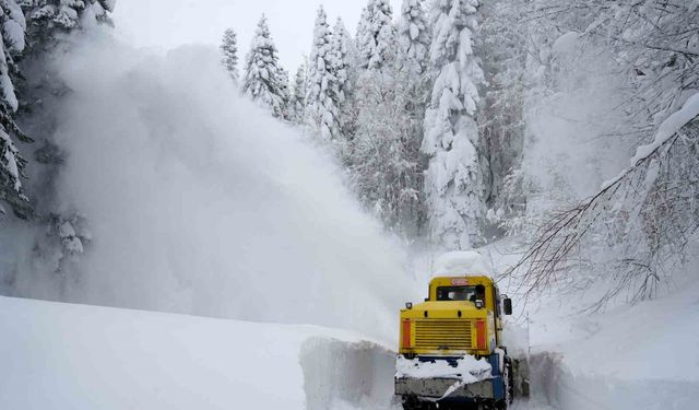 Kar altındaki köy yollarında 'kar savaşçıları'ndan yoğun mesai